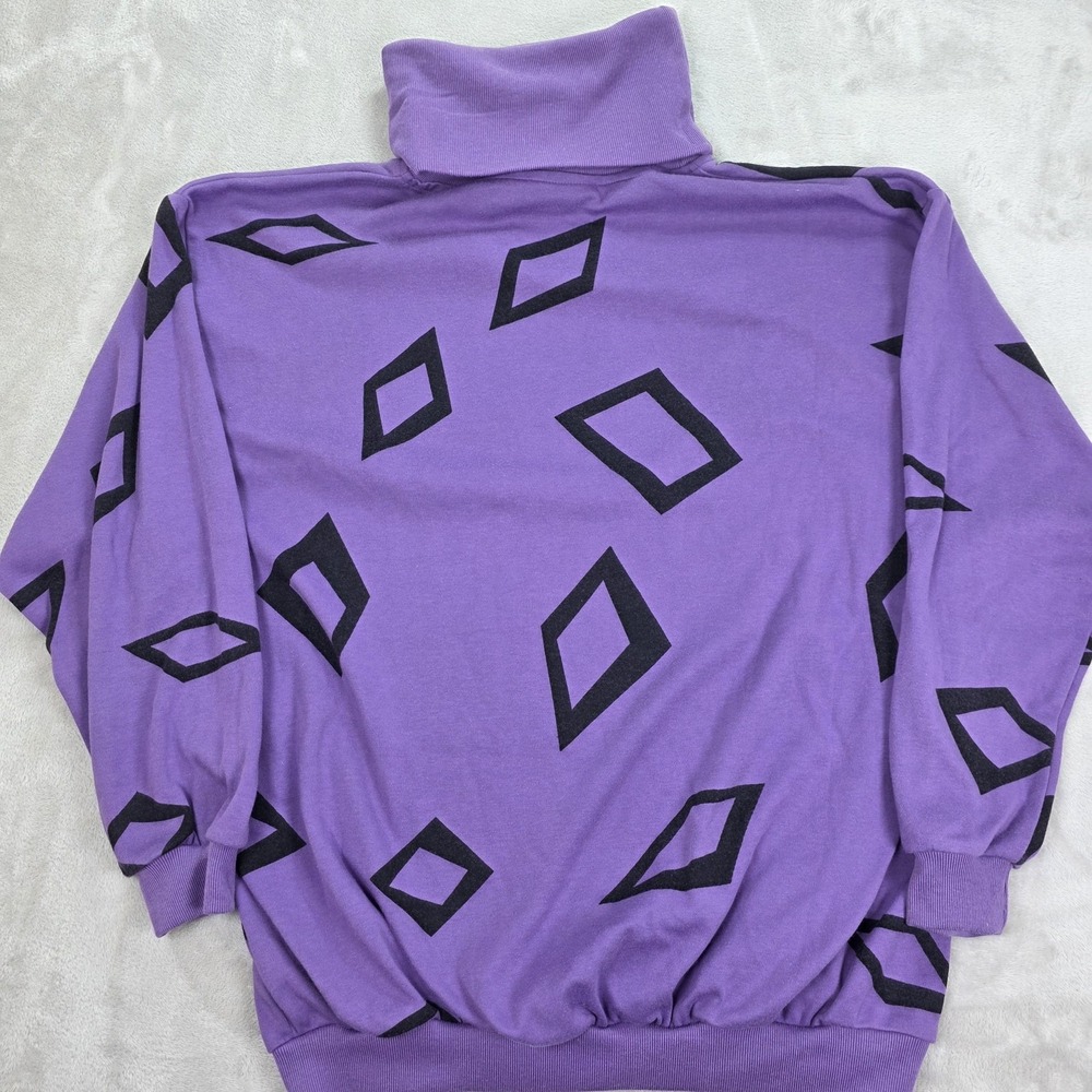 VINTAGE Organically Grown Sweatshirt Womens Large Purple Turtleneck Pullover 80s